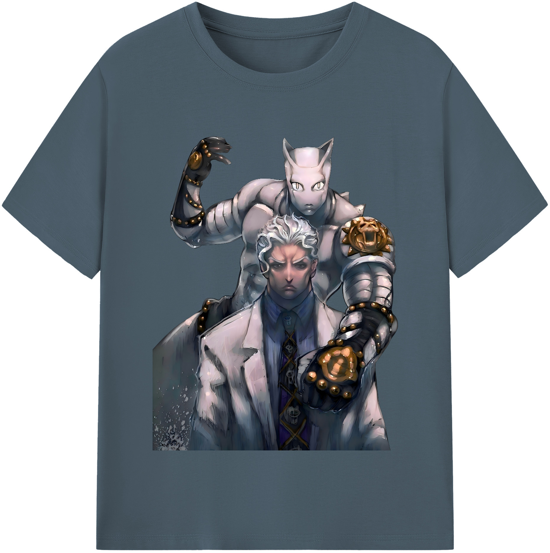 （画像用） ジョジョの奇妙な冒険 きら よしかげ JoJo's Bizarre Adventure Kira Yoshikage 綿100％半袖Tシャツ（フロントプリント）
